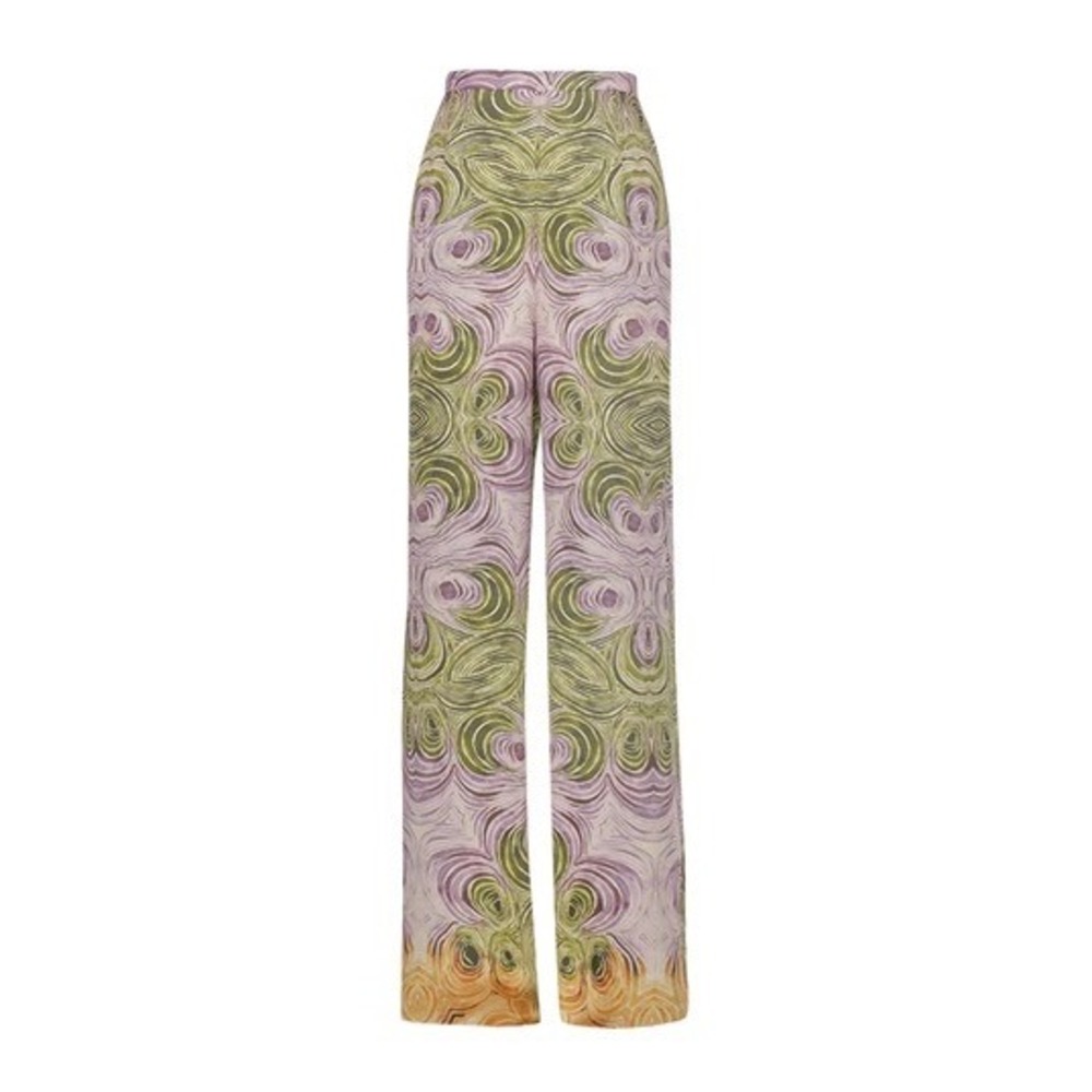 Andrea Iyamah NEW Women's Akacia Wide Leg Pants Abstract Woodgrain Print Size XS